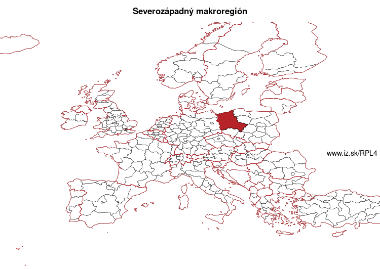 mapka Severozápadný makroregión PL4