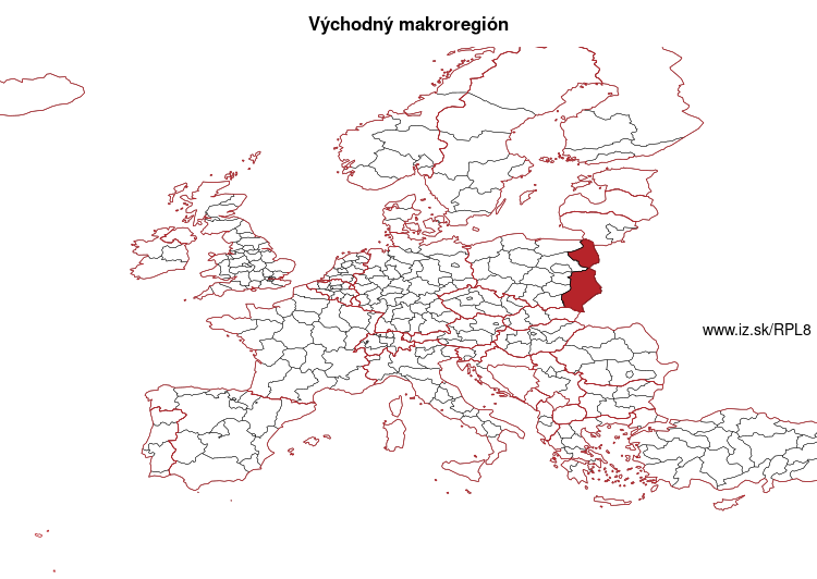 mapka Východný makroregión PL8