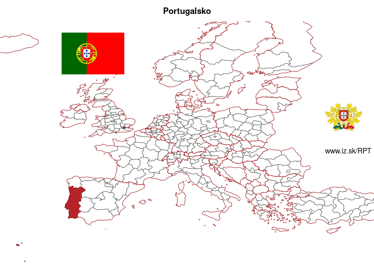 mapka Portugalsko PT