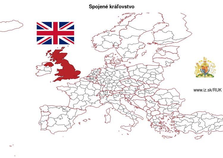 mapka Spojené kráľovstvo UK