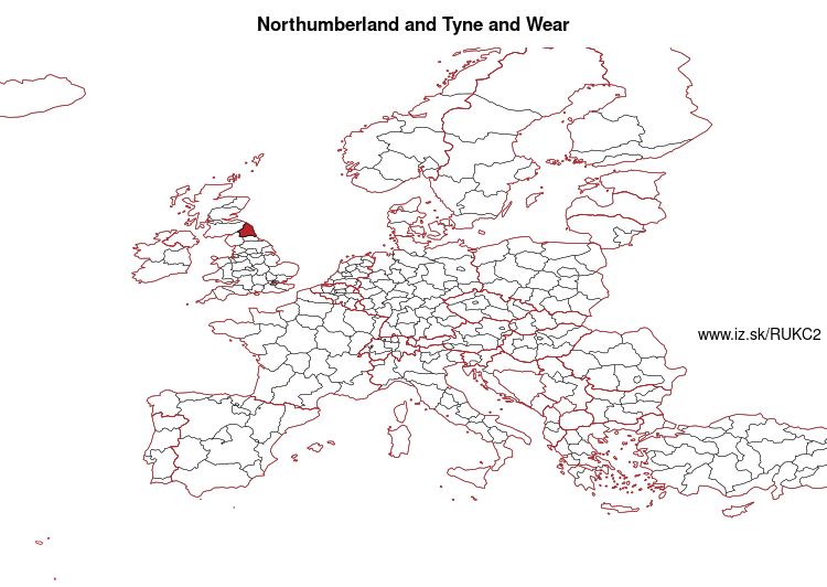 mapka Northumberland and Tyne and Wear UKC2