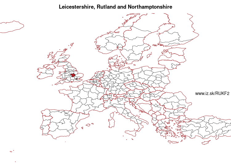 mapka Leicestershire, Rutland and Northamptonshire UKF2