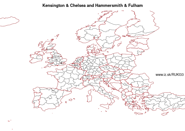 mapka Kensington & Chelsea and Hammersmith & Fulham UKI33