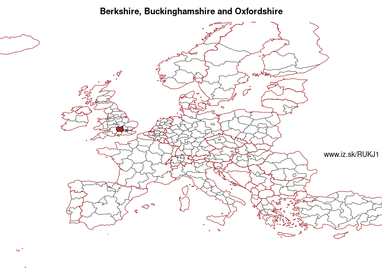 mapka Berkshire, Buckinghamshire and Oxfordshire UKJ1