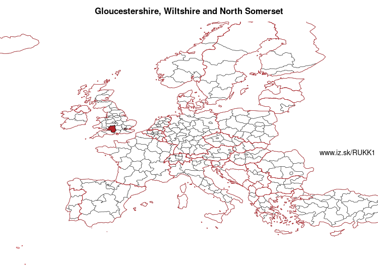 mapka Gloucestershire, Wiltshire and North Somerset UKK1