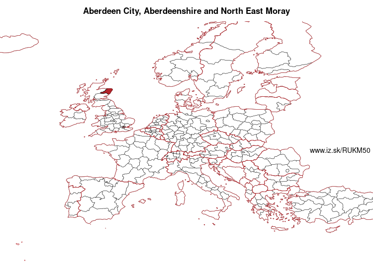 mapka Aberdeen City, Aberdeenshire and North East Moray UKM50
