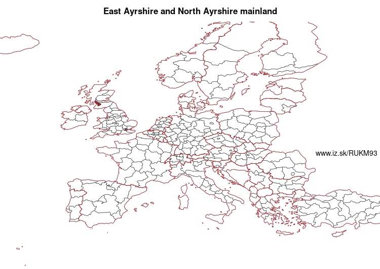 mapka East Ayrshire and North Ayrshire mainland UKM93