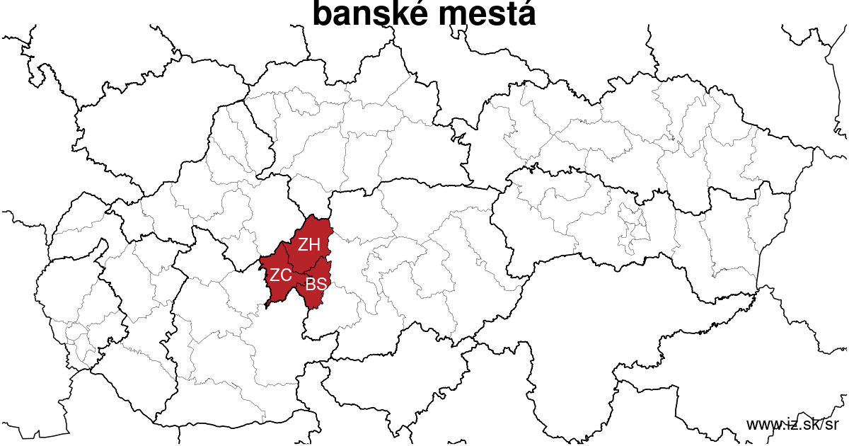 mapa regiónu banské mestá