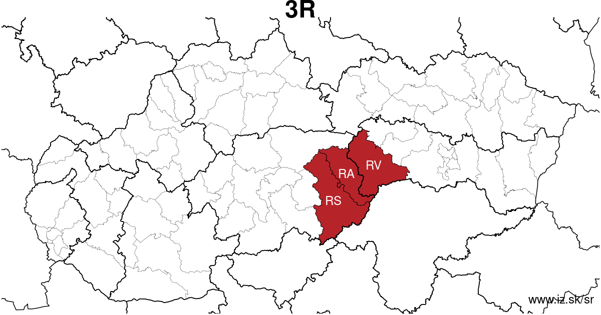 mapa regiónu 3R
