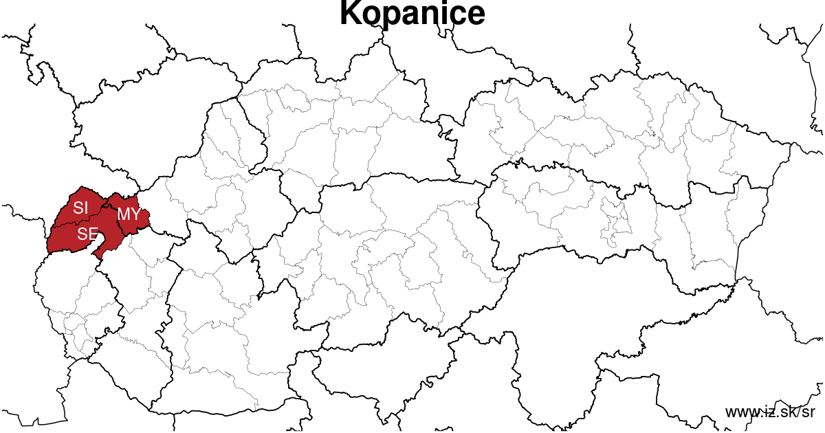 mapa regiónu Kopanice