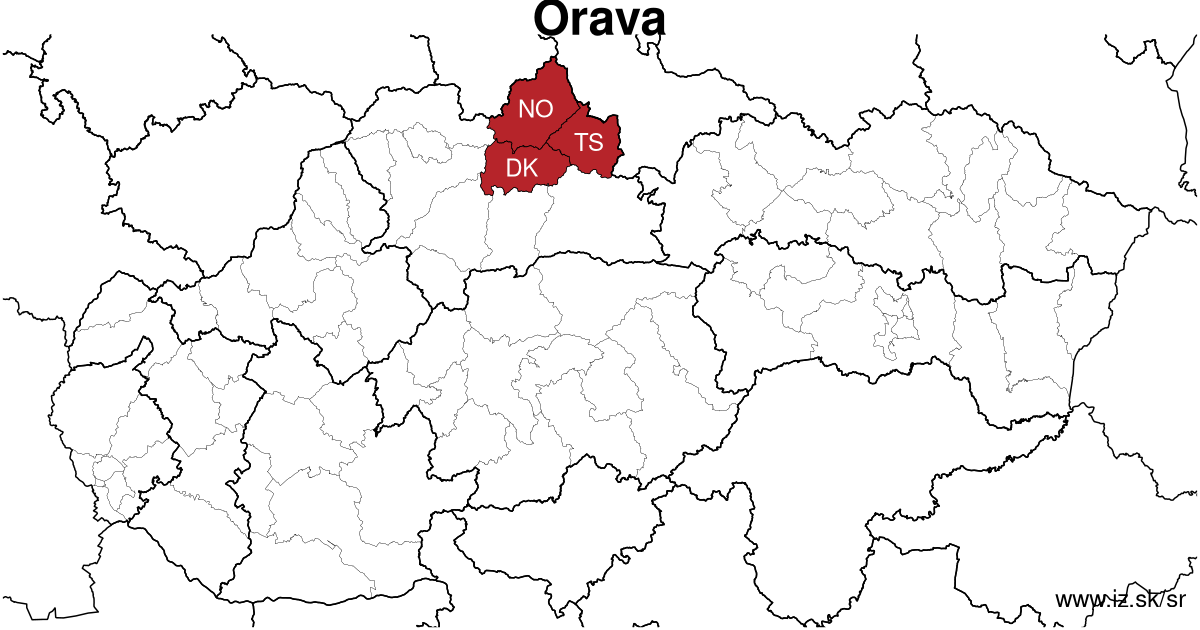 mapa regiónu Orava