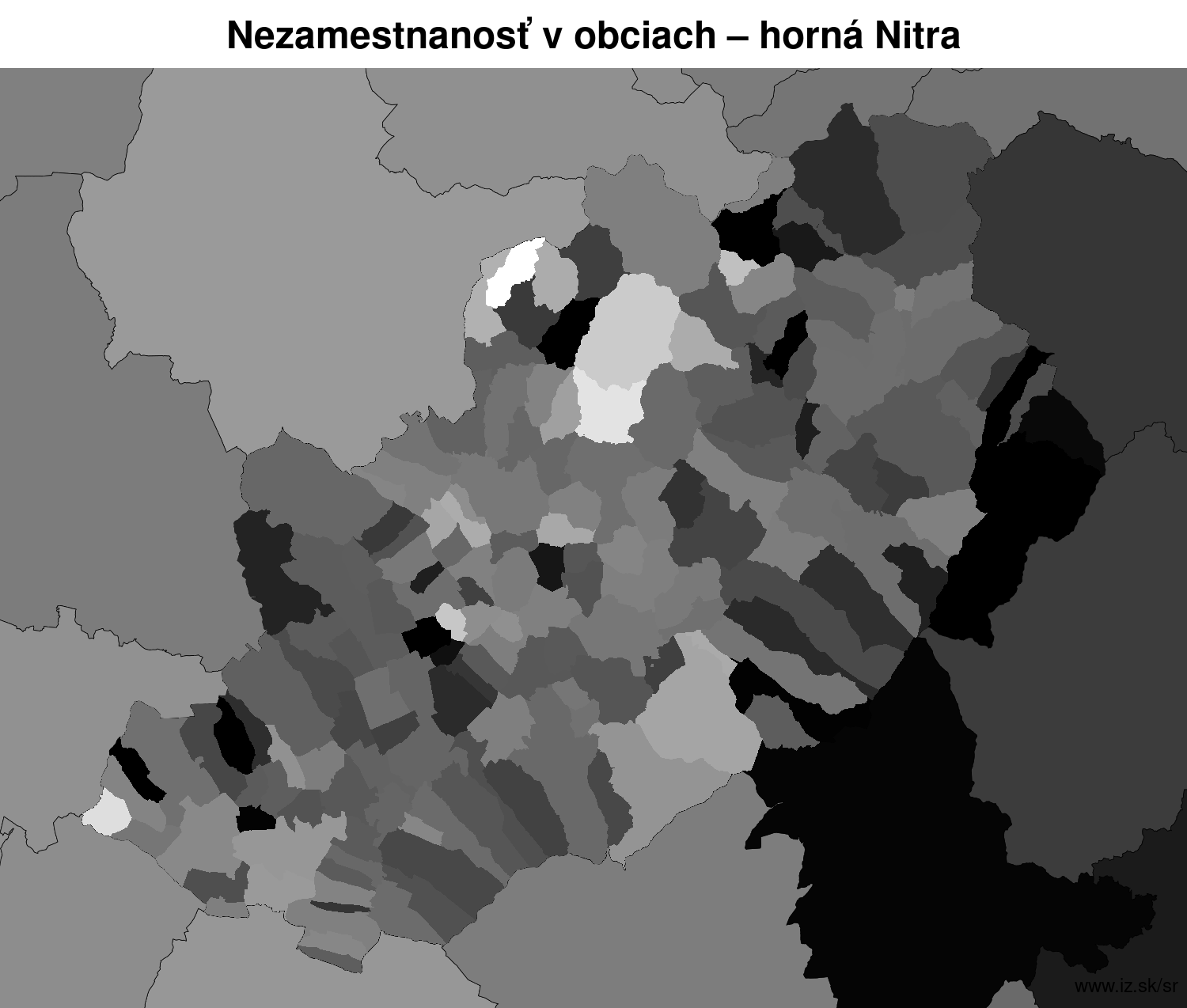 Nezamestnanosť v obciach horná Nitra LAU2