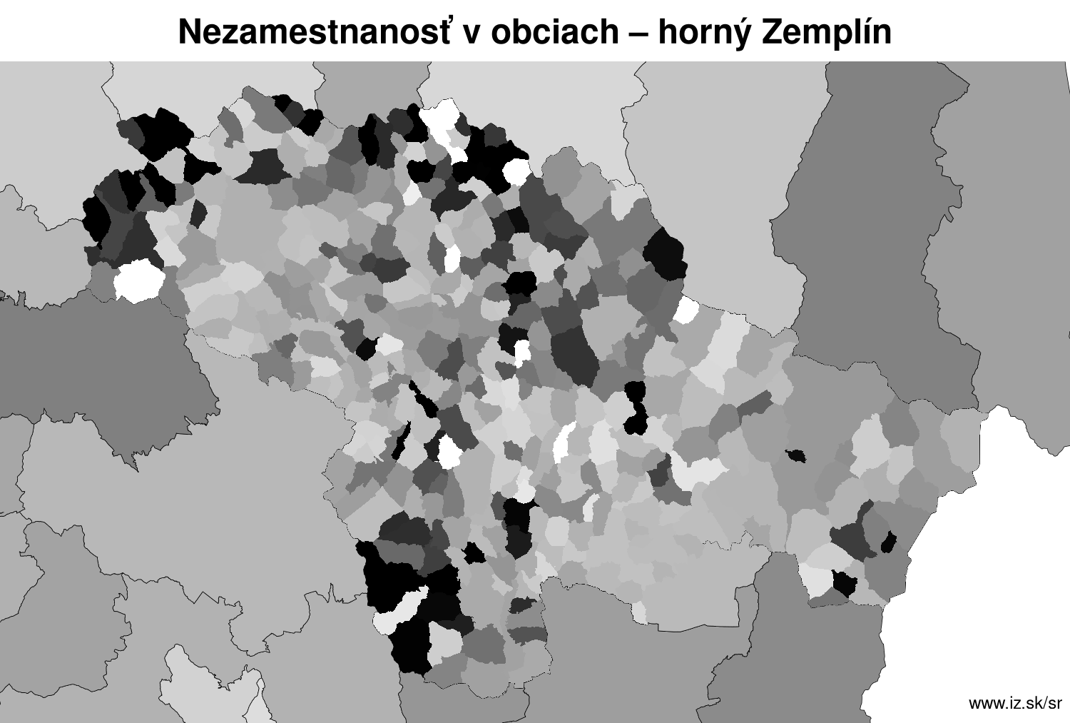 nezamest­nanosť v obciach horný Zemplín LAU2