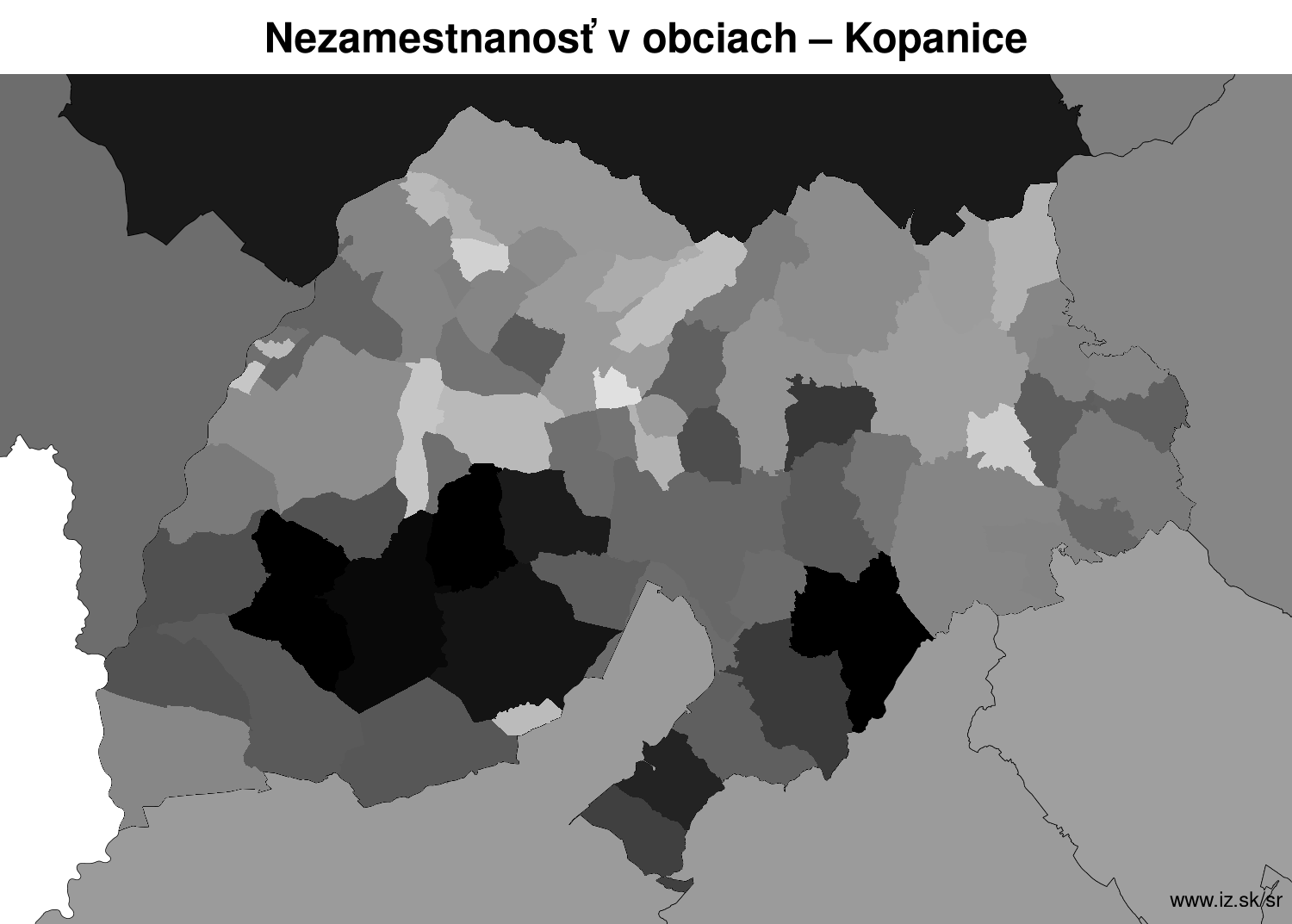 nezamest­nanosť v obciach Kopanice LAU2