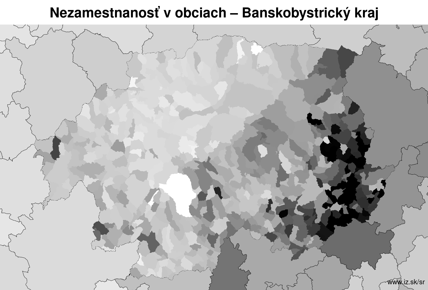 nezamest­nanosť v obciach Banskobystrický kraj LAU2