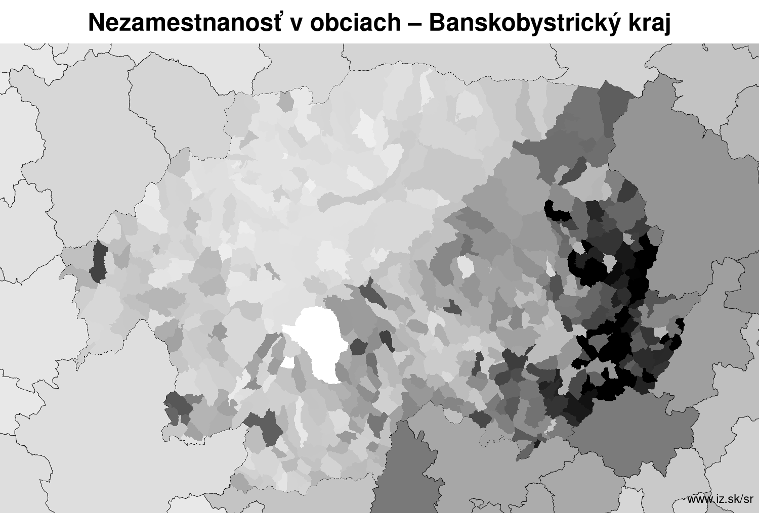 nezamest­nanosť v obciach Banskobystrický kraj LAU2