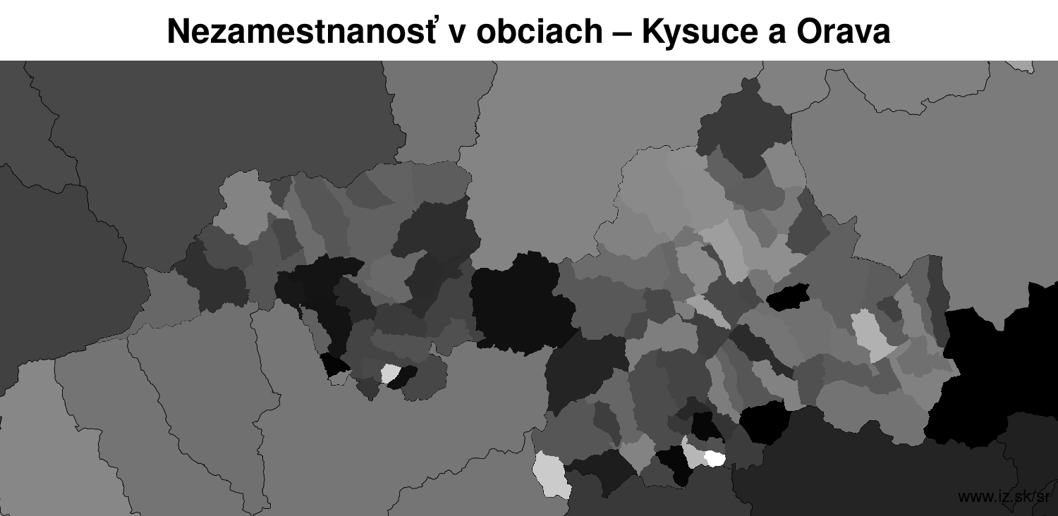 nezamest­nanosť v obciach Kysuce a Orava LAU2