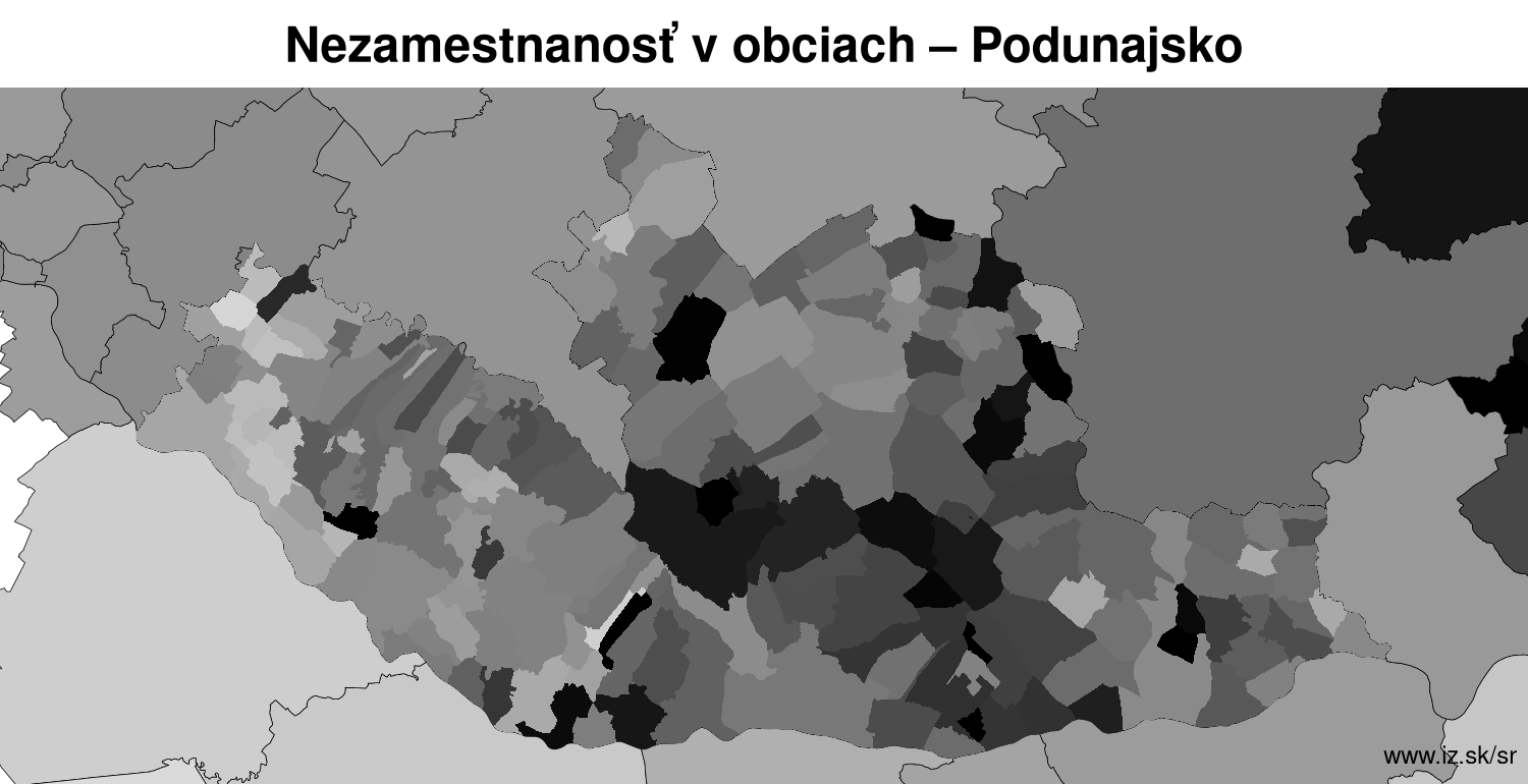 nezamest­nanosť v obciach Podunajsko LAU2