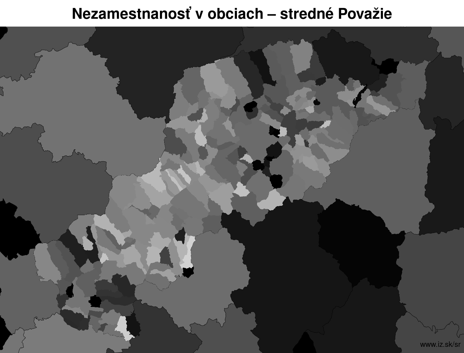 nezamest­nanosť v obciach stredné Považie LAU2