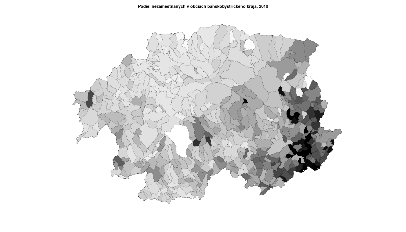 nezamestnanosť v obciach banskobystrického kraja