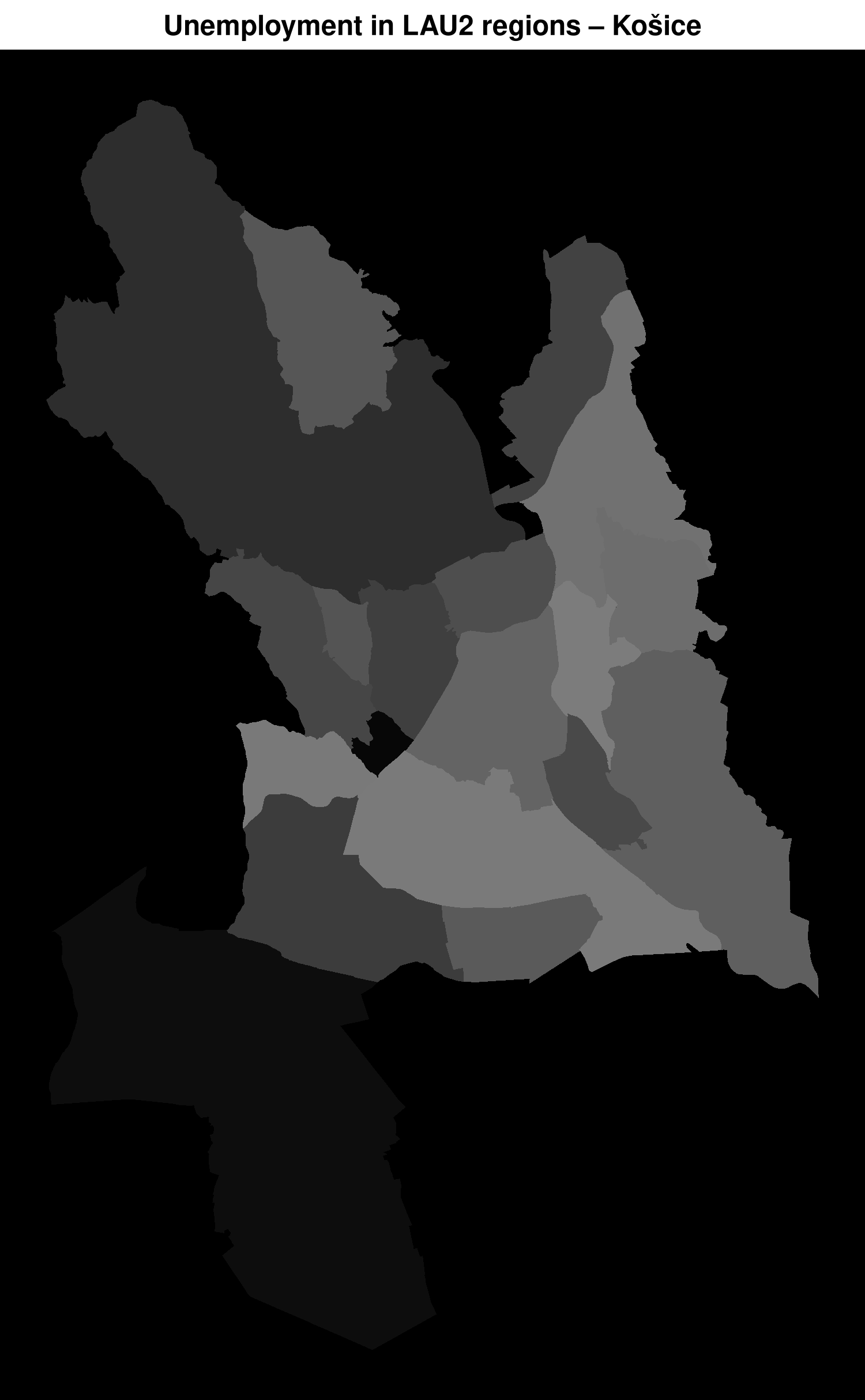 unemployment in LAU2 regions Košice LAU2