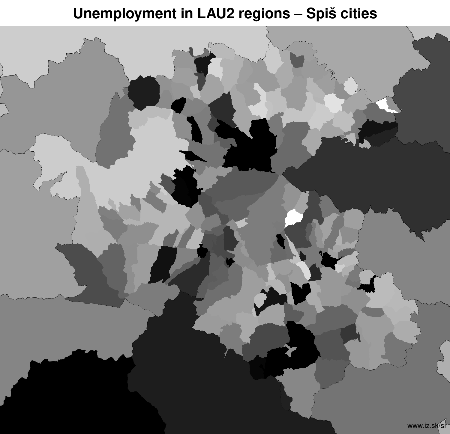 unemployment in LAU2 regions Spiš cities LAU2