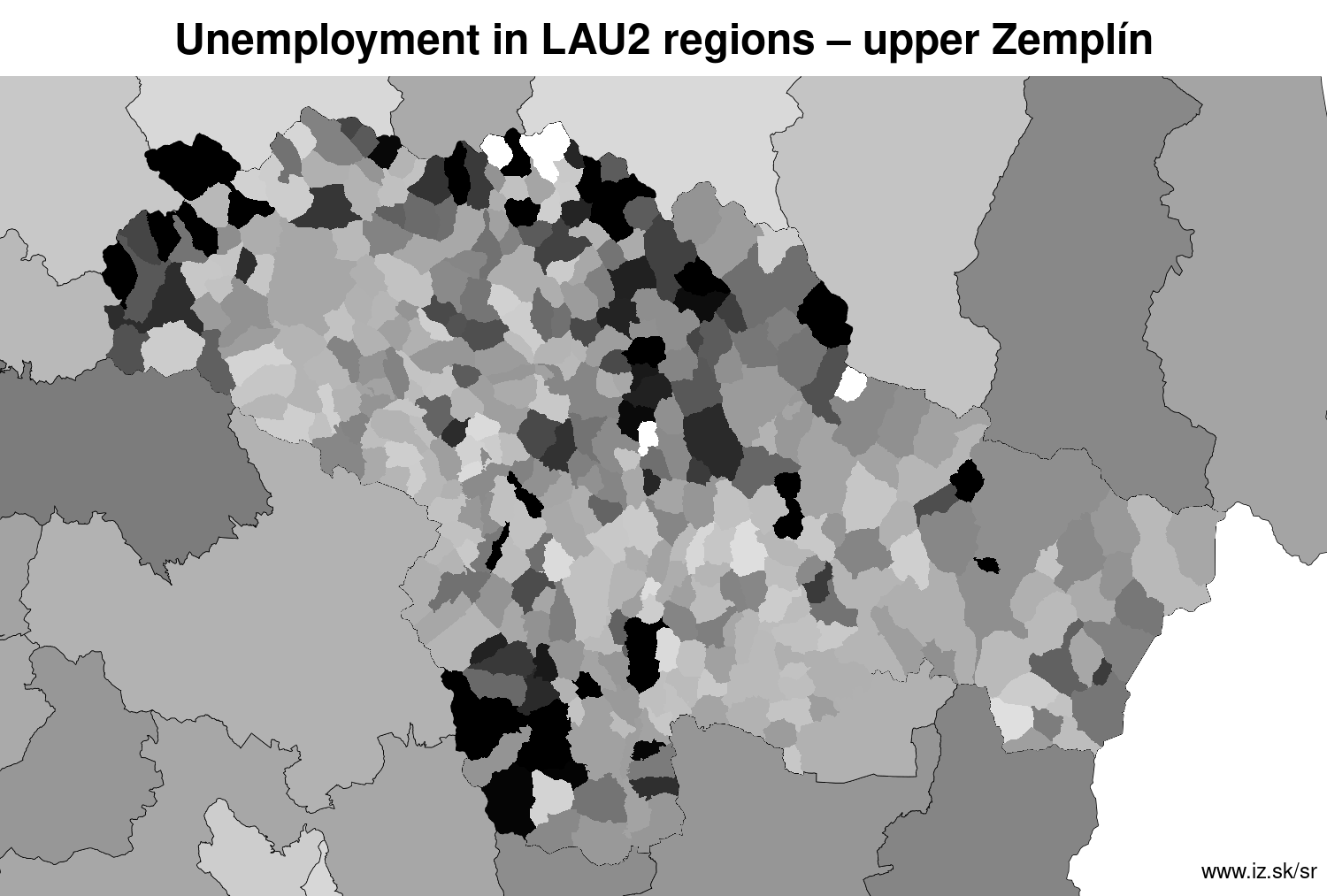 unemployment in LAU2 regions upper Zemplín LAU2