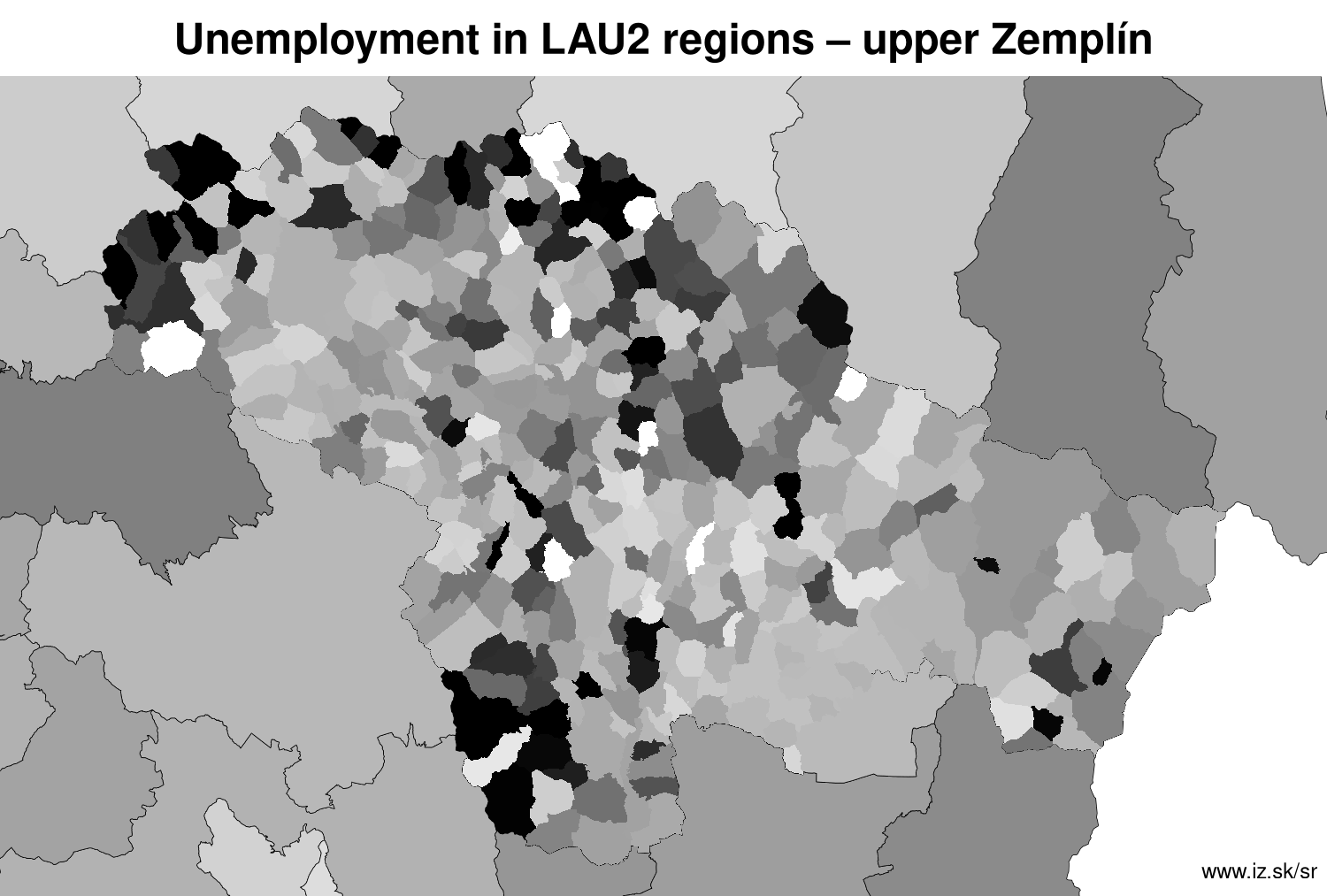 unemployment in LAU2 regions upper Zemplín LAU2