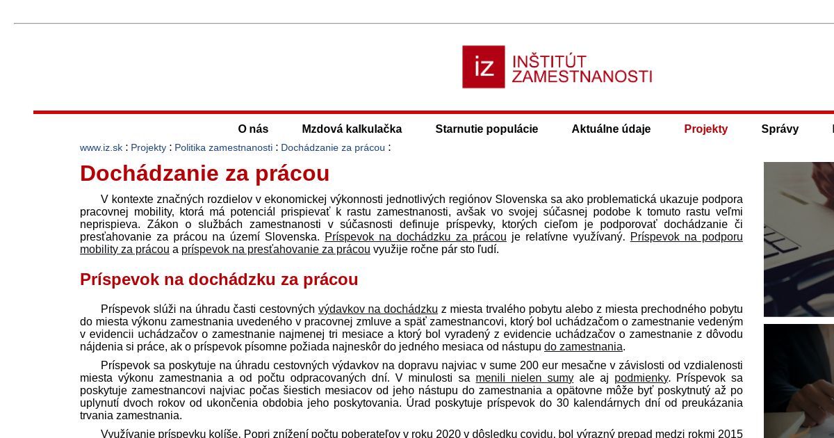 ikona Dochádzanie za prácou