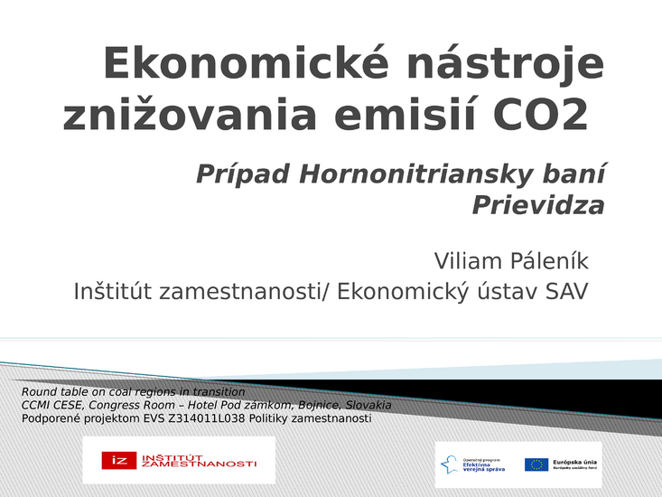 Ekonomické nástroje znižovania emisií CO2 – prípad Hornonitriansky baní Prievidza