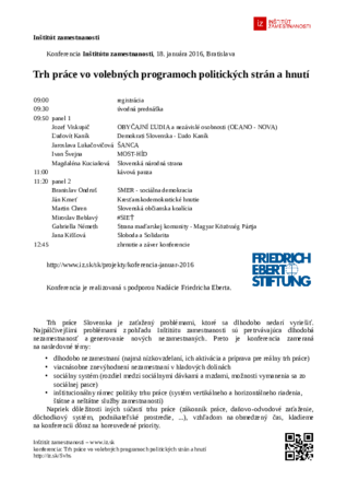 Úvodný príspevok konferencie o programoch politických strán a hnutí 2016